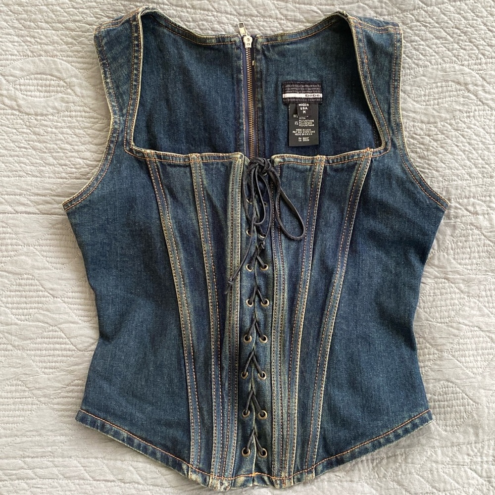 Denim corset top